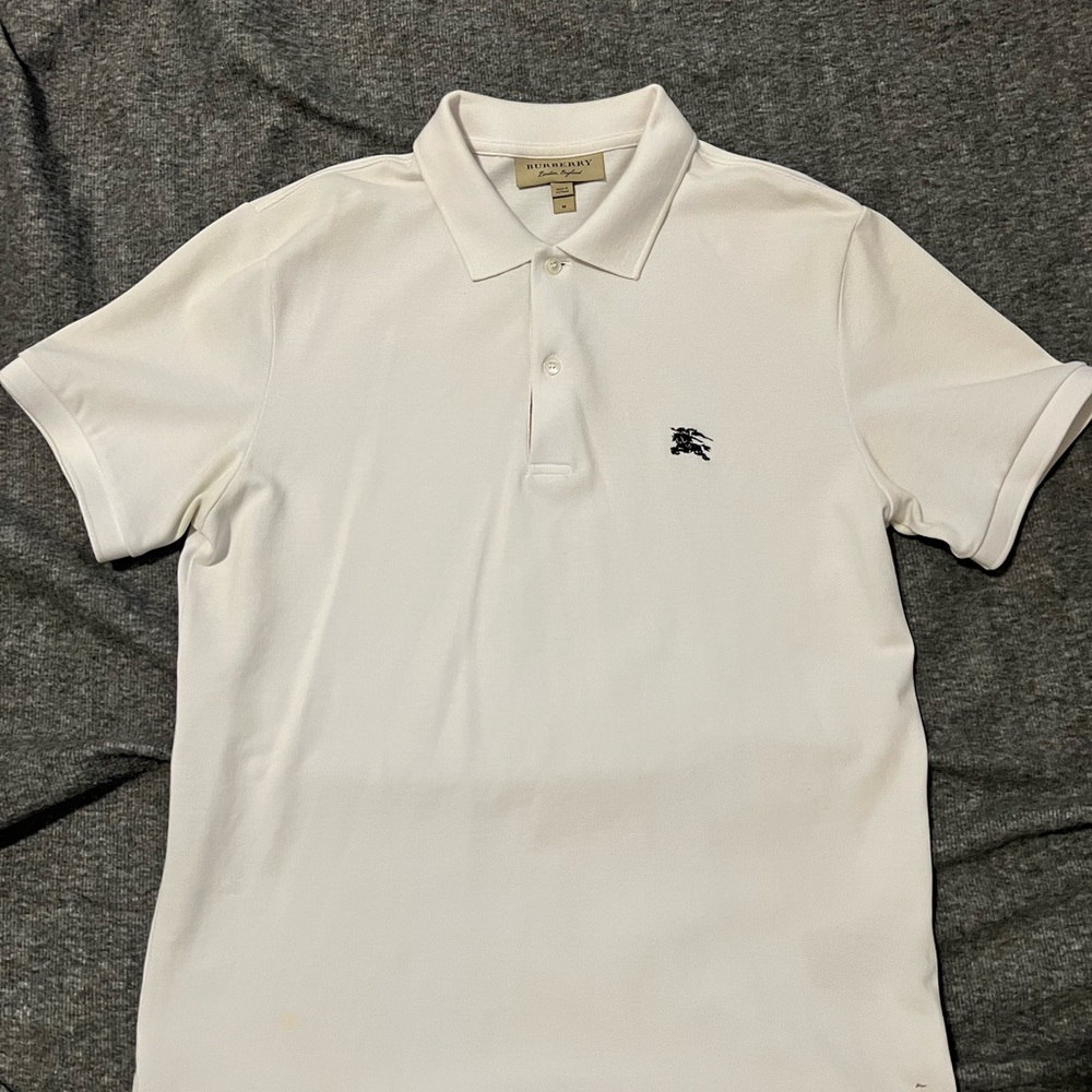 Burberry White Polo Shirt with Black Logo